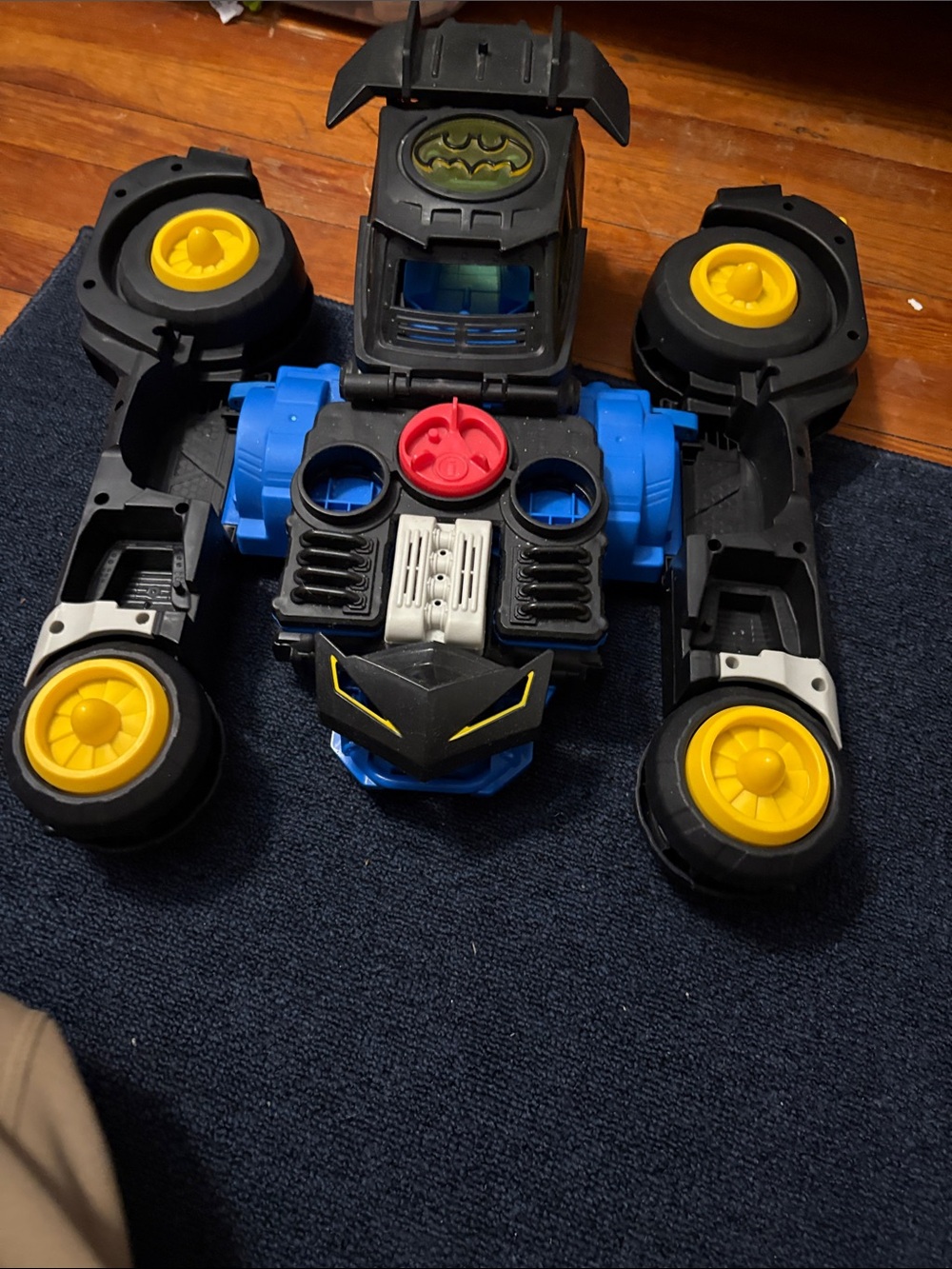 Blue and Black Bat-Themed Kids Toy Vehicle